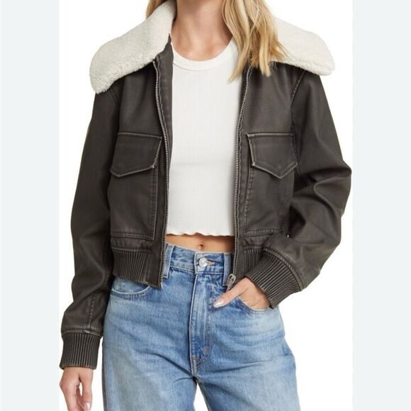 ❄️Blank NYC Faux Leather Aviator Jacket with Faux Shearling Collar - Picture 8 of 8